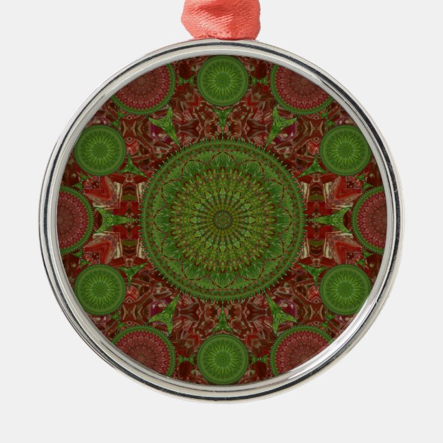 En Métal Ornement rouge de rangée de mandala de Noël du (Devant)