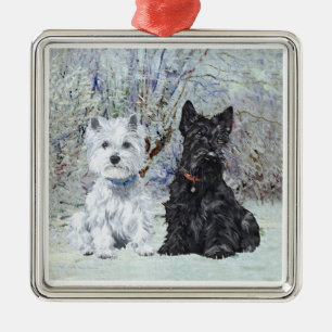 En Métal Ornement Scottie et Westie
