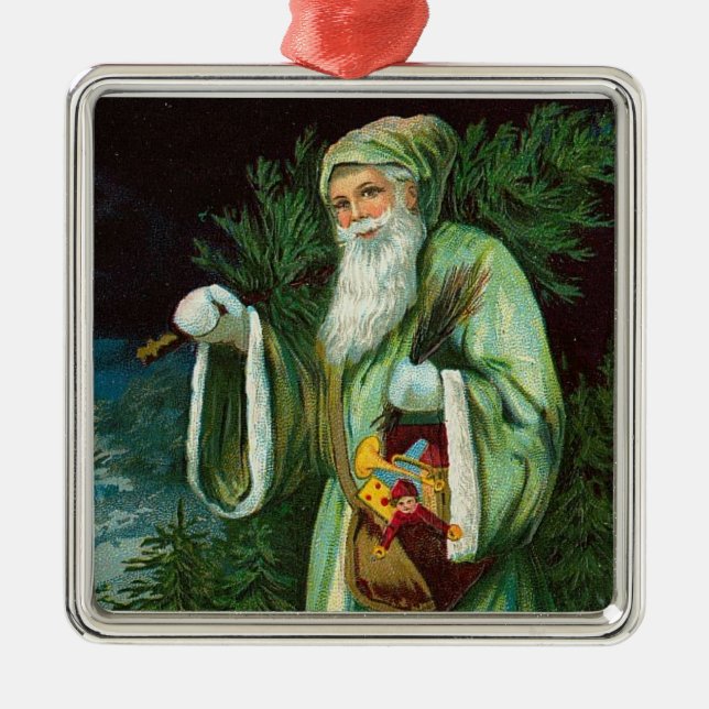 En Métal Ornement vert de Père Noël (Devant)