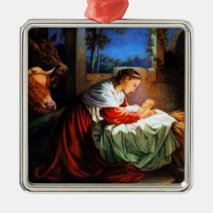 En Métal Ornement vintage de Jésus de Mary et de bébé