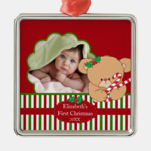 En Métal Ours doux de premier de Noël du bébé ornement de