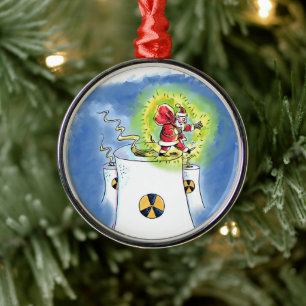 En Métal Père Noël irradié ornement rond premium