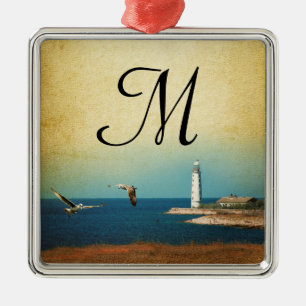 En Métal Phare de plage Monogramme Ornement initial