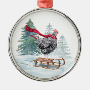 En Métal Poulets Arbre de Noël Ornement mignon Dormir Hen