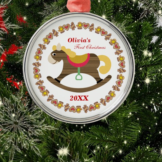 En Métal Premier Ornement de Cheval Rocking de Noël pour bé (Créateur téléchargé)