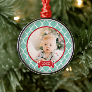 En Métal Première tenue de Noël Photo Ornement de vacances