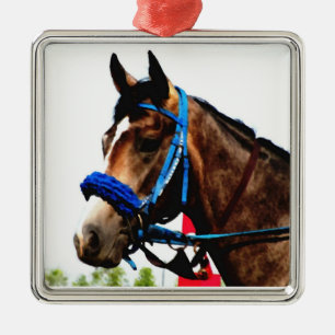En Métal Race Horse ornement