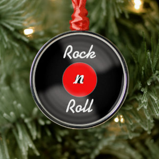 En Métal Red Rock N Roll Vinyl Record Ornement