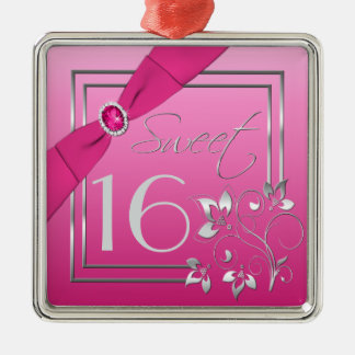 En Métal Rose et ornement floral de sweet sixteen d'argent