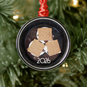 En Métal Trois S'mores sur un Ornement de Plaque de Camping