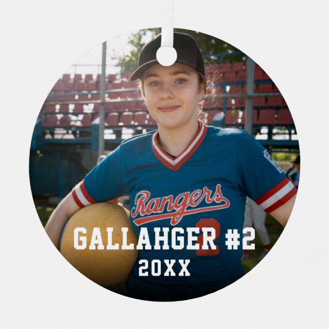 En Métal Votre photo de sport | Ornement personnalisé (Recto)