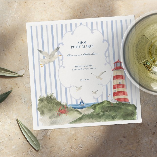 En Papier Ahoy Petit Marin Serviette Baby shower Nautique (Créateur téléchargé)