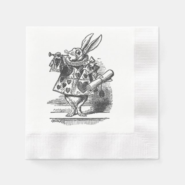 En Papier alice au pays des merveilles lapin blanc serviette (Devant)