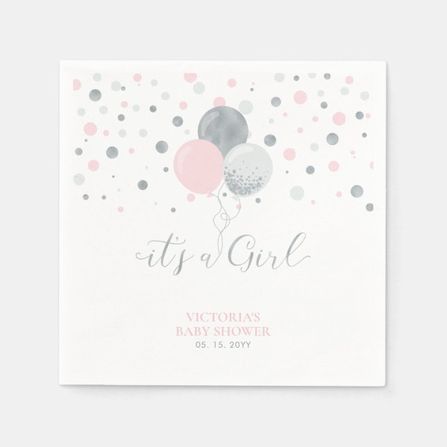 En Papier Argent et rose C'est une serviette Baby shower fil (Devant)