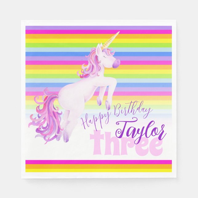 En Papier Art Unicorne arc-en-ciel 3e anniversaire serviette (Devant)