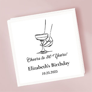 En Papier B&W moderne Cheers à 30 ans Anniversaire serviette