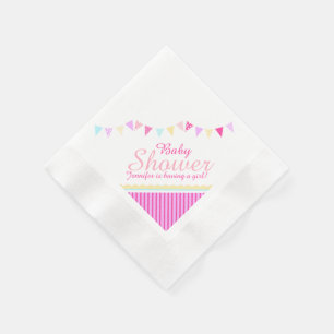 En Papier Baby shower Bund nom rose fille serviette