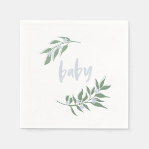 En Papier Baby shower floral de la serviette   de bleus