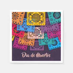 En Papier Bannières colorées Dia de Muertos   Serviette de t