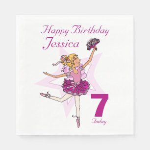 En Papier Belle ballerine filles 7ème anniversaire serviette