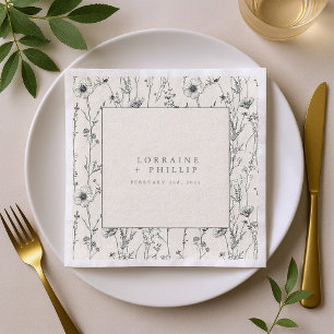 En Papier Belle jolie fleur sauvage mariage serviette