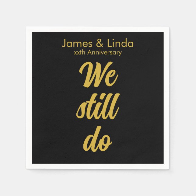 En Papier Black Gold Anniversaire de la fête Serviette Nous  (Devant)