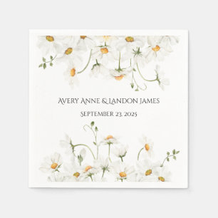 En Papier Blanc Daisy Greenery Customisé de jolies serviette