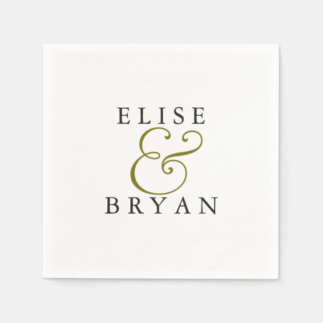 En Papier Blanc Simple moderne élégant mariage serviette (Devant)