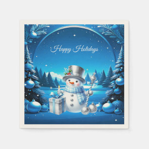 En Papier Bonhomme de neige joyeux dans une serviette de for