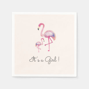 En Papier C'est une serviette de baby shower Flamingo fille