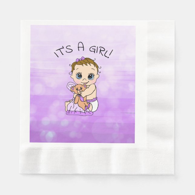En Papier C'est une serviette de Baby shower pour fille viol (Devant)