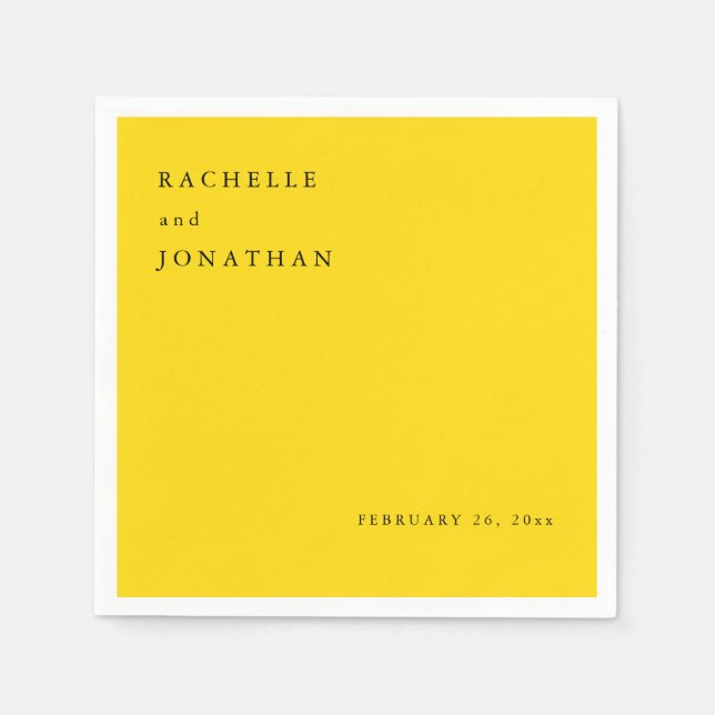 En Papier Chic Sunshine Jaune Blanc Simple Mariage serviette (Devant)