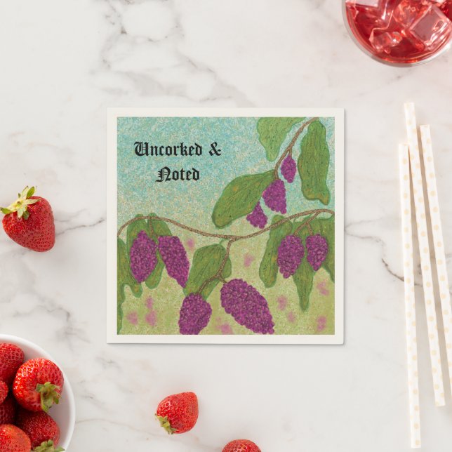 En Papier Cocktail Serviette Raisin Non Bouché & Noté (En situation)