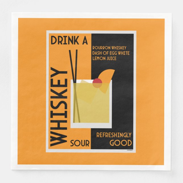 En Papier Cocktail Whiskey Sour   Serviette (Devant)