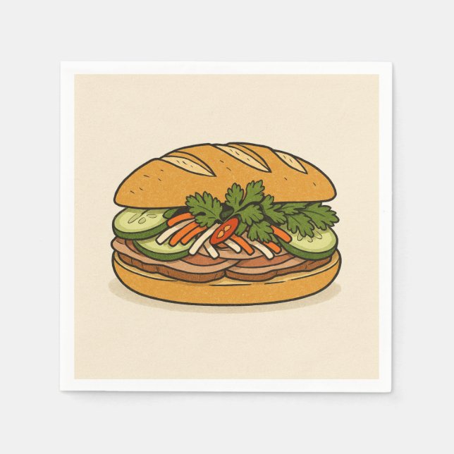 En Papier Conception de serviette carrée – Bánh Mì Việt Nam (Devant)