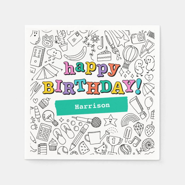 En Papier Cool Coloration personnalisable serviette (Devant)