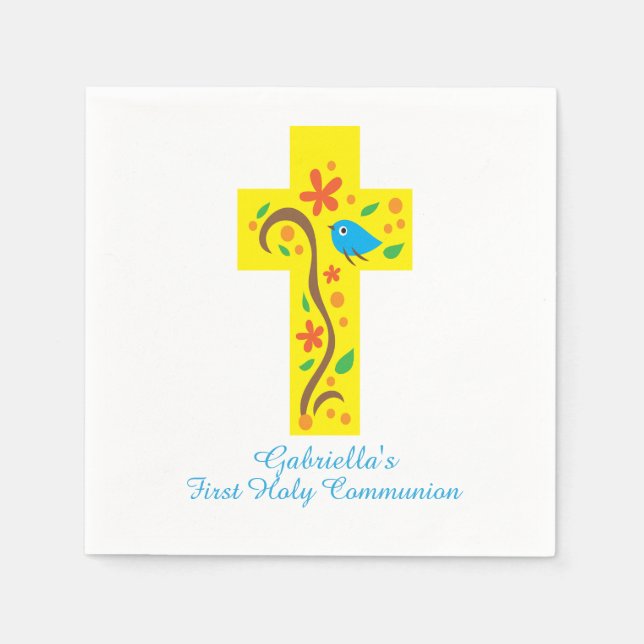 En Papier Croix Décorative Jaune Avec Serviette Communion Oi (Devant)