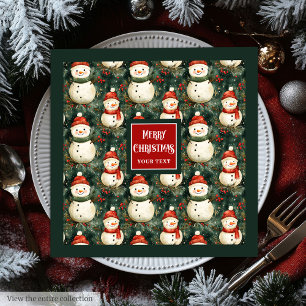 En Papier Cuisine aquarelle bonhomme de neige Noël serviette