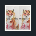 En Papier Cute Red Fox Wedding Decor Serviette Napkins<br><div class="desc">Cute Red Fox Decor Mr & Mrs Anderson (fully customizable) Serviette Napkins Aqua. Designed from my original watercolor paintings.</div>