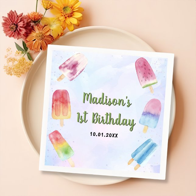 En Papier Deux Cool Popsicle d'été 2e Anniversaire serviette (Créateur téléchargé)