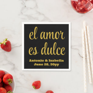 En Papier El amor es dulce serviette de réception de mariage