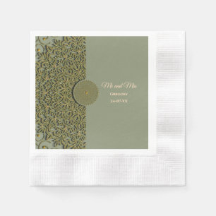 En Papier Élégant Sage moderne vert & or classique serviette