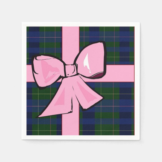 En Papier Élégante serviette de cocktail plaid avec arc (Devant)