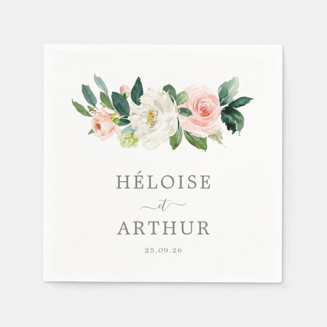 En Papier Élegante, Serviette Personnalisée Dîner De Mariage (Devant)
