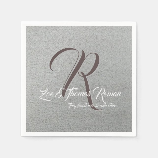 En Papier Famille monogramme serviette personnalisée (Devant)