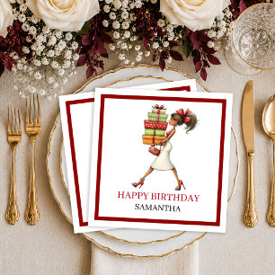 En Papier Femme excentrique tendance Marsala Serviette de fê