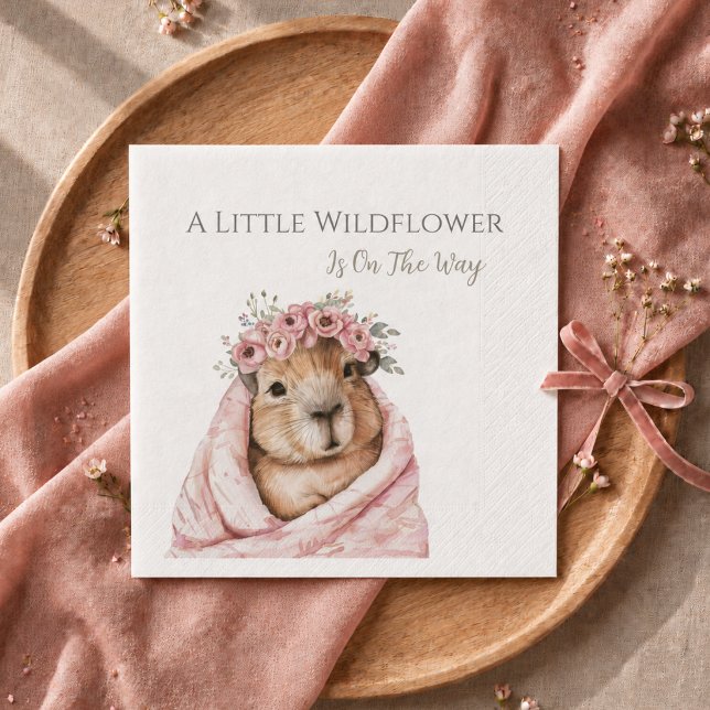 En Papier Fête de naissance Capybara • Serviette Wildflower (Capybare napkin, a little wildflower)