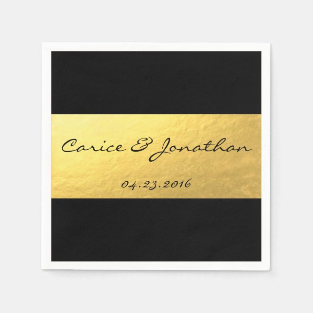 En Papier Feuille d'or sur la serviette de mariage de luxe n (Devant)