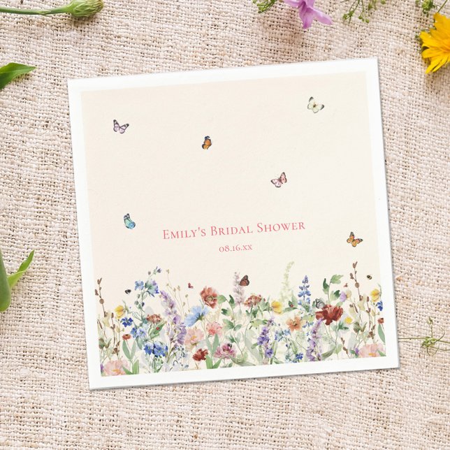 En Papier Fleurs sauvages et papillons Baby Shower Serviette (Créateur téléchargé)