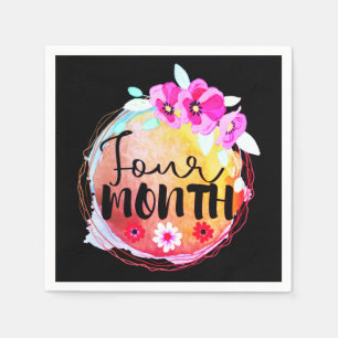 En Papier Floral 4 Mois Vieux bébé Jalon Étiquette serviette